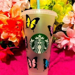 Pastel butterfly custom reusable cup